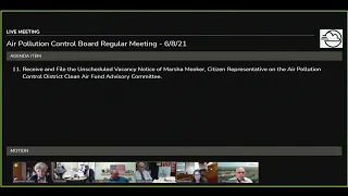 Air Pollution Control Board Meeting - June 8, 2021