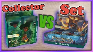 INSANE PULLS. Which will have more money inside?. Collector vs Set Booster Box comparison. LotR