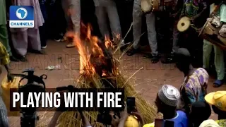 Video: Masquerade Defies Flames At Ojude Oba Festival