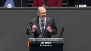 Ausschnitte betreffs Ukrainekrieg Regierungserklärung Olaf Scholz vom 20.3.2024 mit Aussprache