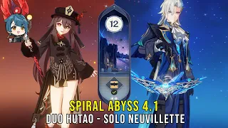Duo C1 Hutao and Solo C0 Neuvillette - Genshin Impact Abyss 4.1 - Floor 12 9 Stars