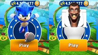 Sonic Dash vs Skibidi Dob Toilet - Movie Sonic vs All Bosses Zazz Eggman All Characters Unlocked