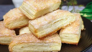 Хрустящие слоеные язычки, самый быстрый рецепт. Вкусно как в детстве!