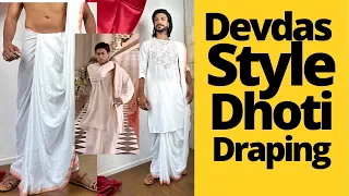 Devdas Style Dhoti | Step by step Draping | SRK | Bengali Style | Dhoti with Saree #dhoti #draping