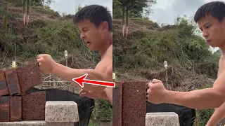 🔥Rural Kung Fu Boy Breaks Three Bricks With One Punch! So Amazing