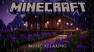 Dreamy wooden house on rainy night🌨 / Minecraft Music + Rain & Thunder to relax & study.