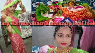 सजना है मुझे सजना के लिए 😊 my Karwa chauth real makeup look