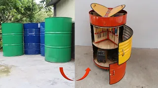 How To Make Tool Storage From Old Oil Drum | Homemade Tool Storage