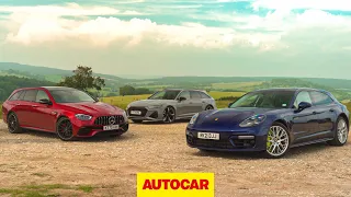 Mercedes-AMG E63 vs Audi RS6 vs Porsche Panamera Turbo S E-Hybrid | Super-estate shootout! | Autocar