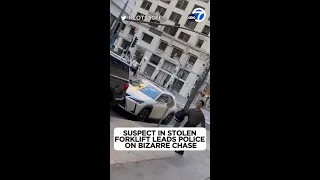 Suspect in stolen forklift leads police on bizarre chase in downtown LA