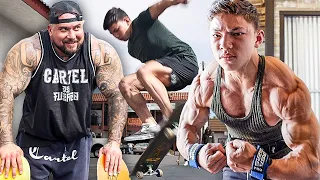 WORLD'S HEAVIEST SKATEBOARDER?! (320LBS) || SHREDDED CHEST WORKOUT!