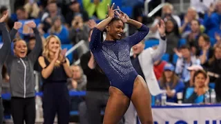 UCLA gymnast Nia Dennis' incredible floor exercise shows off her power and energy