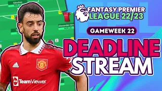 FPL DOUBLE GAMEWEEK 22 DEADLINE STREAM| LIVE Q/A | Fantasy Premier League 2022/23