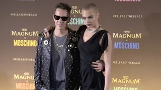 Cara Delevingne and Jeremy Scott Photocall at Magnum Beach in Cannes