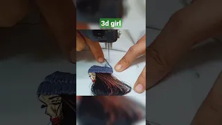 3d Girl hair embroidery / anchor thread designs with machine / embroidery designs#shorts #viral