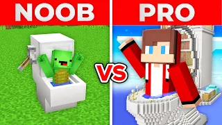 JJ And Mikey NOOB LITTLE TOILET vs PRO BIG TOILET in Minecraft Maizen