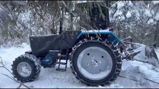 мтз 82 с лебёдкой в лесу