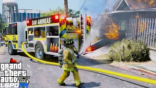 GTA 5 Firefighter Mod New Firetruck With Working Fire Hose & Nozzle (LSPDFR Fire Callouts)