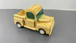 How To Make A rusty abandoned 1931´s car Truck,From ice Cream Sticks