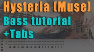 Muse - Hysteria /// BASS TUTORIAL [Play Along Tabs]