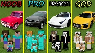 Minecraft Battle: NOOB vs PRO vs HACKER vs GOD - FIND A CAR FOR FAMILY Challenge! Animation!