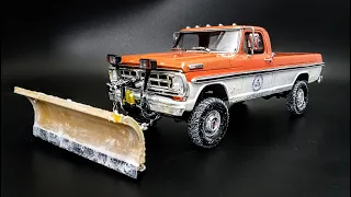 1972 Ford F250 4x4 Plow Truck 390 V8 1/25 Scale Model Kit Build How To Assemble Paint Snow Effects