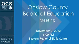 Board of Education Meeting,  Nov. 1, 2022 - 6 PM