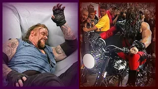 Kane Chokeslams The Undertaker Through The Ring & Rides His Motorcycle! 8/14/00