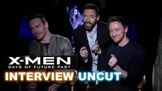 X-Men Days of Future Past Interview! Jackman photobombs Fassbender & McAvoy!  - Beyond The Trailer