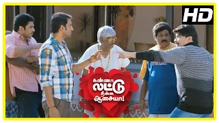 Kanna Laddu Thinna Aasaiya Scenes |Sethu, Santhanam and Powerstar fight |Vishaka lies she is in love