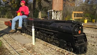 Big live steam locomotives at Mill Creek Central backyard train model