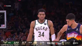 Devin Booker touched Giannis as he was walking to the line 👀 Suns vs Bucks Game 5