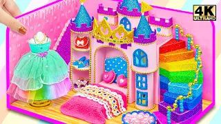 Build Amazing Cute Pink Castle Bedroom, Rainbow Clay Dress ❤️ DIY Miniature Color Clay House with J