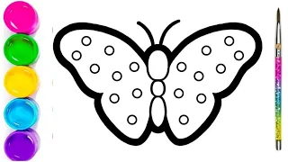 Butterfly Drawing, Painting and Coloring for kids and toddlers | How to draw butterfly easy
