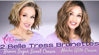 2 Belle Tress BRUNETTE WIGS!  Brown Sugar Sweet Cream Vs Mocha With Cream | TAZS WIG CLOSET