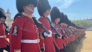 CLOSE UP of The Coldstream Guards - Trooping the Colour Colonels Review 2023