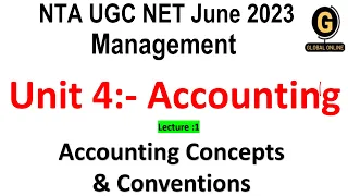 Accounting Concepts & Conventions| NTA UGC NET June 2023 | Management | Unit 4|