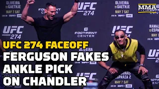 Tony Ferguson Fakes Ankle Pick On Michael Chandler After Staredown | UFC 274 | MMA Fighting