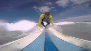 learning to surf in Muizenberg South Africa