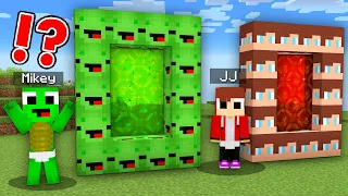 JJ vs Mikey Portals Challenge in Minecraft - Baby Challenge in Minecraft (Maizen Mizen Mazien)