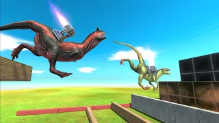 Dinosaurs Race Through Blocks with Jet Engines - Animal Revolt Battle Simulator