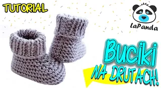 EASY KNITTED BABY BOOTIES / SHOES  *HOW TO MAKE* *TUTORIAL*DIY * - LaPanda [#1]    ENG subtitles