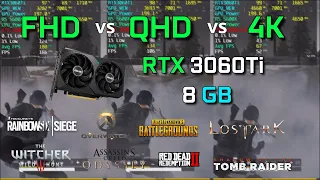 RTX3060Ti 해상도에 따른 게임성능 차이는? (FHD vs QHD vs 4K) - 롤, 오버워치, 배그, 로스트아크 with 라이젠 5600X