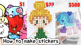 TIK TOK art: How I make STICKERS ~  diamond art painting, print and cut CRICUT MAKER tutorial,