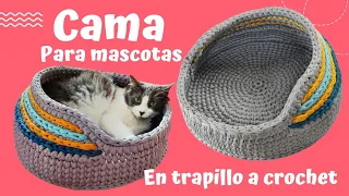 😻CAMA PARA GATO / PERRO🐶  *En trapillo a crochet* Espectacular para regalar o vender!!!