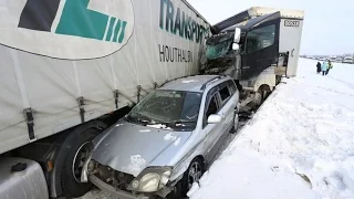 Авария в Челябинской области на трассе м5 29.01.2016