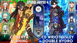 C0 Wriothesley 2 Hydro & C0 Dehya Burning | Spiral Abyss Floor 12 - 9⭐