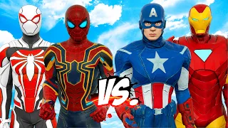 IRON SPIDER & SPIDERMAN(ARMORED ADVANCED SUITS) vs IRON MAN & CAPTAIN AMERICA - EPIC SUPERHEROES WAR