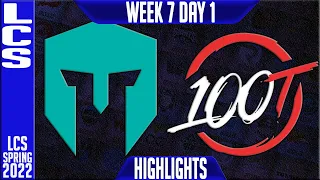 IMT vs 100 Highlights | LCS Spring 2022 W7D1 | Immortals vs 100 Thieves