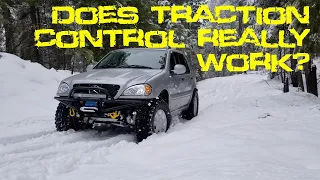 W163 4ETS Traction Control Uphill in Deep Snow